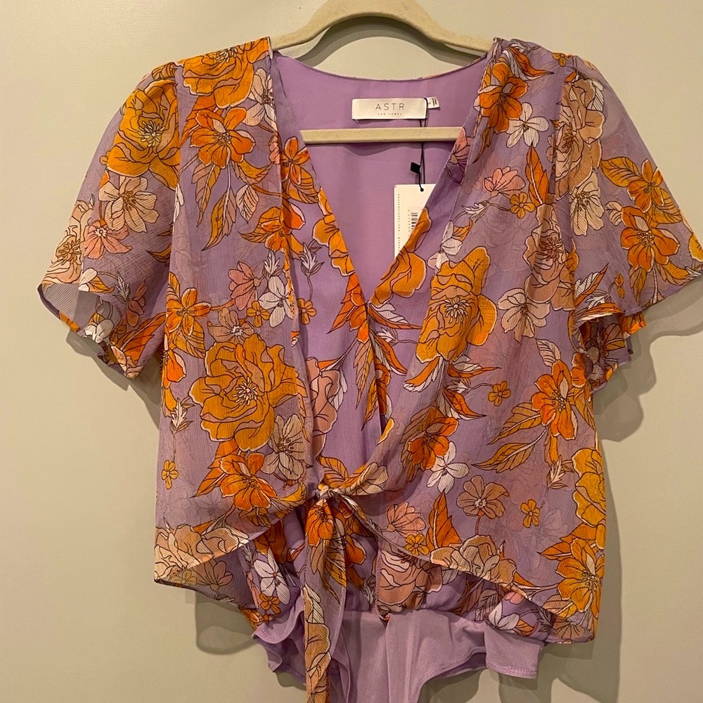 COPY - Astr The Label purple & coral bodysuit in Large